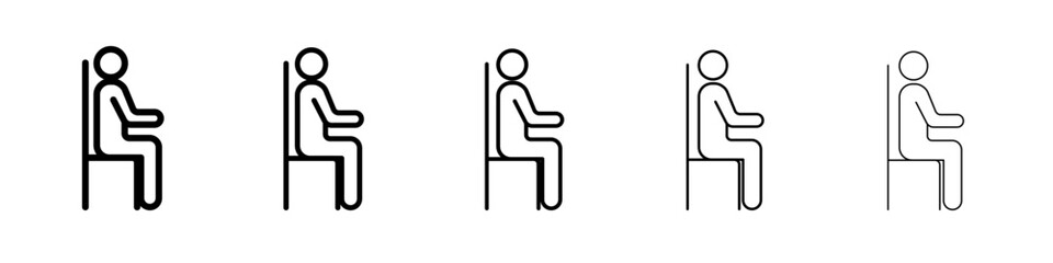 sitting icon thin outline logo mark set