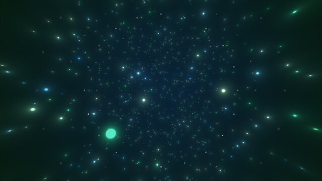 Flying through hi-tech digital tunnel made of icosphere , digital white color tunnel technology background