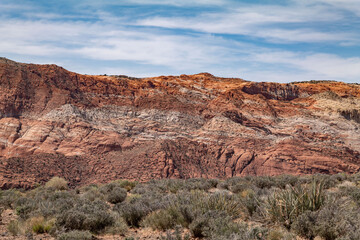 Navajo Sandstone (Lower Jurassic), Snow Canyon Scenic Overlook, Snow Canyon State Park, Utah geology. Red Cliffs National Conservation Area