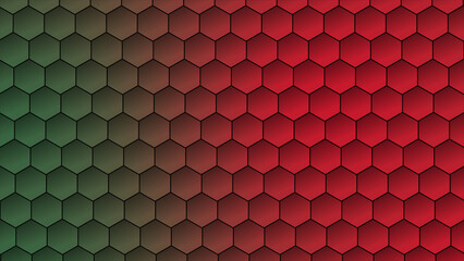 Futuristic colorful surface hexagons tiles. Trendy simple and minimal geometrical loop able hexagon shapes background