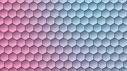 Futuristic colorful surface hexagons tiles. Trendy simple and minimal geometrical loop able hexagon shapes background