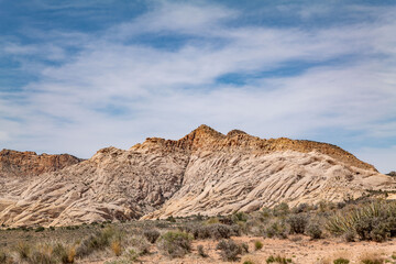 Navajo Sandstone (Lower Jurassic), Snow Canyon Scenic Overlook, Snow Canyon State Park, Utah geology. Red Cliffs National Conservation Area