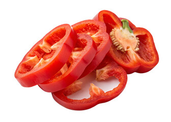 Red bell pepper slices fresh vegetable ingredient for cooking delicious and healthy food recipes ideas