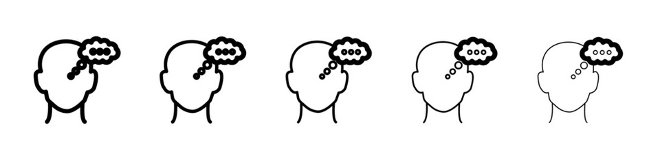 Thinking icon thin outline logo mark set