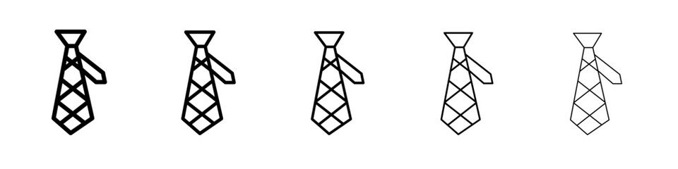 Tie icon thin outline logo mark set