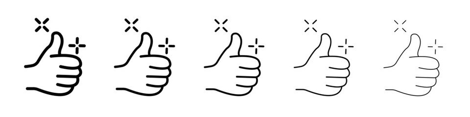 Thumbs Up icon thin outline logo mark set
