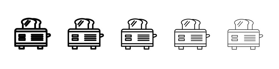 toaster icon thin outline logo mark set