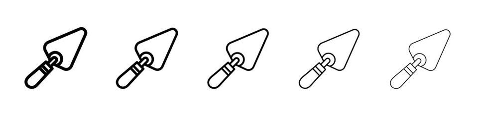 Trowel icon thin outline logo mark set