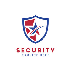 Fototapeta premium star security logo design modern minimal concept creative shield star shape for security service 