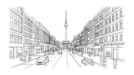 Line Art of Kurfürstendamm, Berlin © Organicpatterns