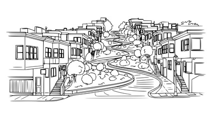 Line Art of Lombard Street, San Francisco © Organicpatterns
