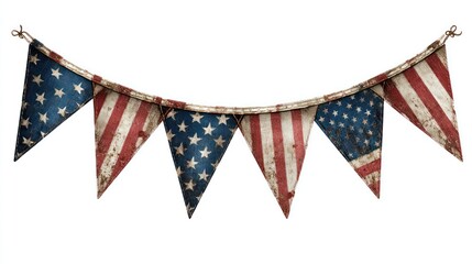 Obraz premium Rustic vintage american flag bunting