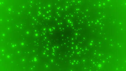 Green color Moving glitter particles simple background