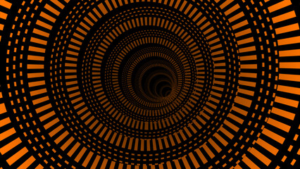 hi-tech digital Orange tunnel background, futuristic tunnel background