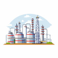Obraz premium Oil refinery industry under cloudy sky