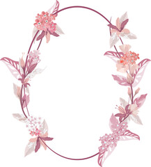 Decorative floral frame with tiny flower isolated on white background