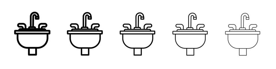 washbasin icon thin outline logo mark set