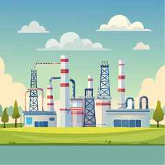 Fototapeta premium Oil refinery industry under cloudy sky