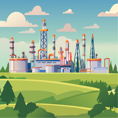 Obraz premium Oil refinery industry under cloudy sky