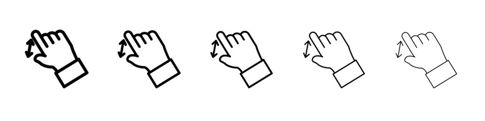 Zoom Gesture icon thin outline logo mark set