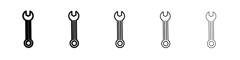 Wrench icon thin outline logo mark set