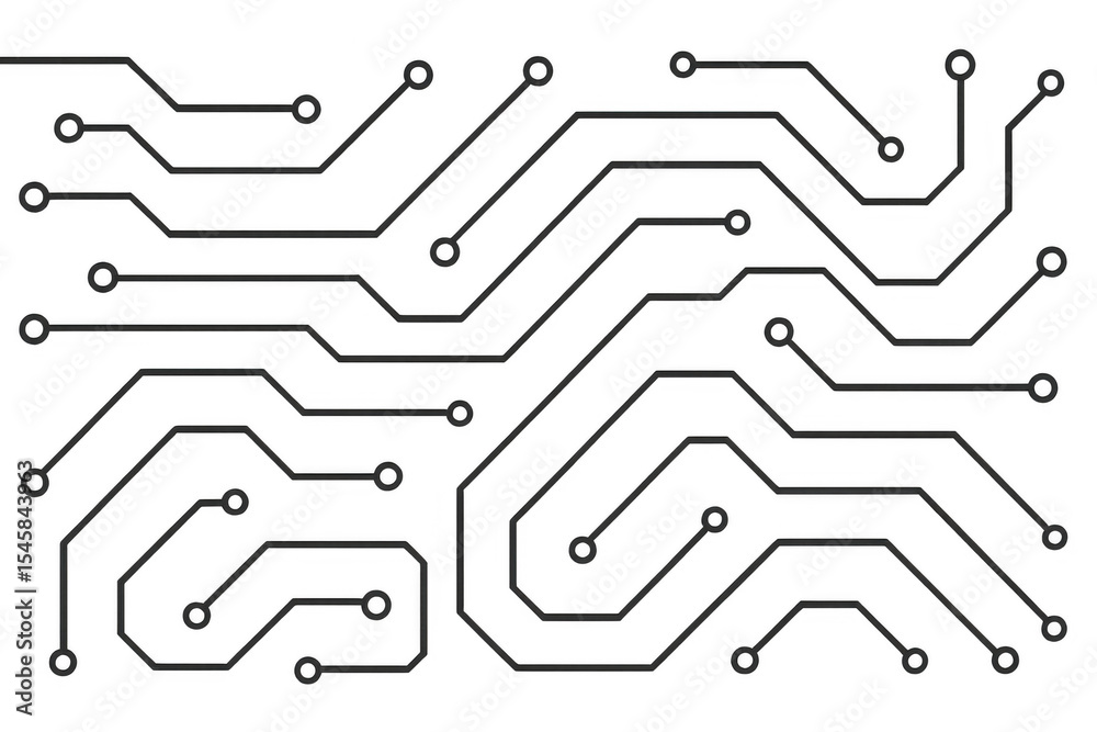 Poster high-tech circuit board displaying interconnected nodes, intricate pathways forming advanced technol