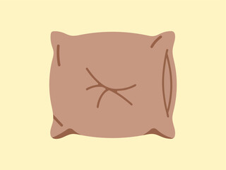 Simple Flat Design Square Pillow with Seam in Brown Color Illustration