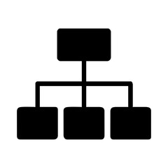 Hierarchy chart icon showing organizational structure, team management and business flow with connected levels