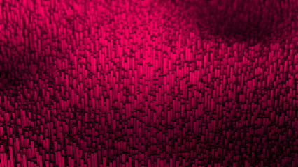 Magenta red color 3d rectangles forming wave pattern futuristic geometrical background
