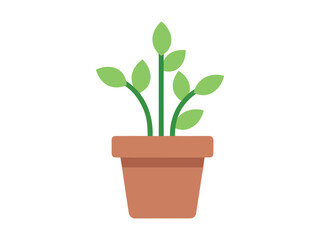 Fototapeta premium Flat Style Young Plant in the Pot Gardening Minimalist Icon