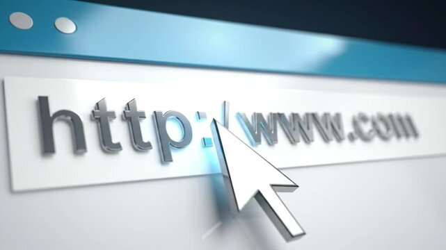 Computer cursor hovering over a generic website address, suitable for web design, digital marketing, technology concepts in advertising materials.