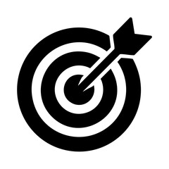 Target icon with arrow hitting center representing goal achievement and business focus
