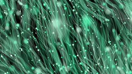 Turquoise color 3d particles floating in cyber space futuristic background, simple and classy...