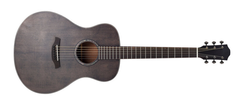 Musical instrument - Front view folk acoustic guitar isolated