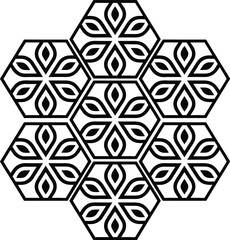 Seamless Hexagonal Grid Pattern &ndash; Minimal Black and White Geometric Background