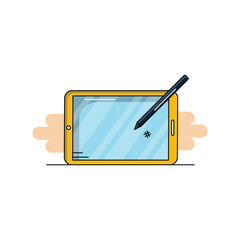 Tablet color line with white background vector stock illustration