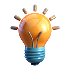 Shiny 3d Glowing Lightbulb With Filament Visible I
