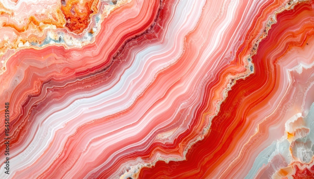 Aufkleber abstract pattern of red and white marbled agate slices