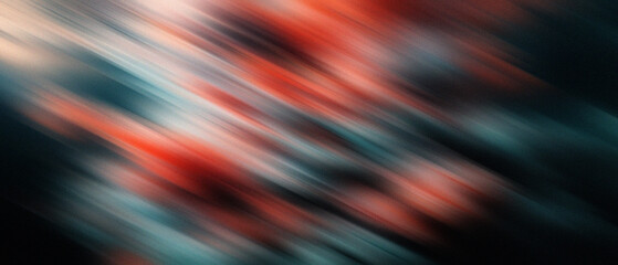 Abstract diagonal multicolor gradient with motion blur speed of light beam spectrum, noise grain texture on dark background. music poster, brand, creative backdrops. header banner website