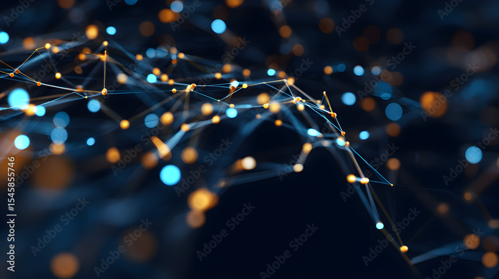 Poster network visualization: a captivating close-up of interconnected nodes and lines, a mesmerizing abstr
