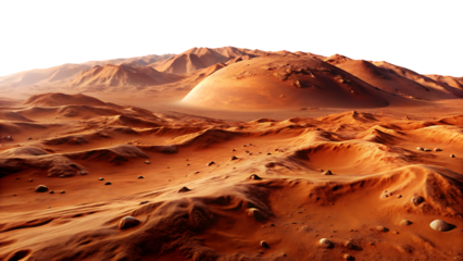 Low Angle View Martian Landscape Red Orange Sandy Desert Hills A I G E N E R A T E D P N G isolated on a transparent background