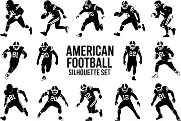 Obraz premium American Football Player Vector Graphics bundle