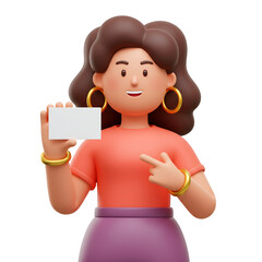Obraz premium A Businesswoman Holding a Business Card Concept 3D Rendering