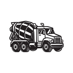 Cement Mixer Truck Icon, Concrete Mixer Vehicle Outline, Construction Mixer Art, Heavy Duty Mixer Illustration