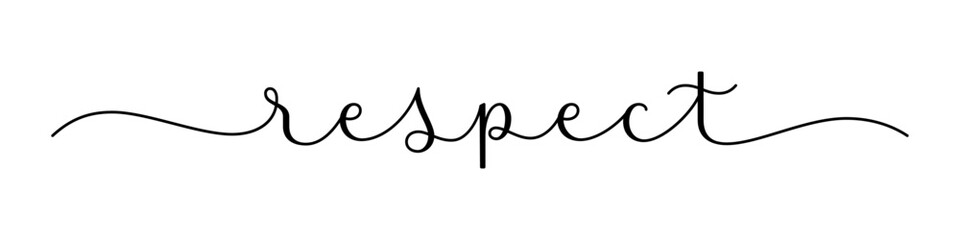 RESPECT vector brush calligraphy banner with swashes on white background