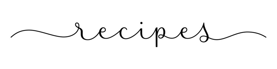 RECIPES vector brush calligraphy banner with swashes on white background