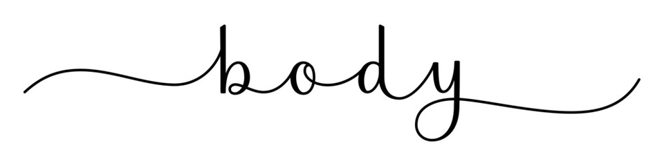 BODY vector brush calligraphy banner with swashes on white background