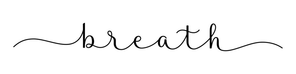 BREATH vector brush calligraphy banner with swashes on white background