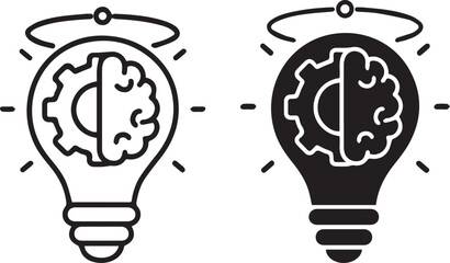 brain, light bulb, gear, concept, icon, idea, innovation, intelligence, thinking, creativity, problem solving, technology