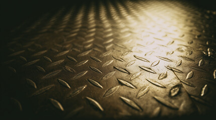 Aged metal floor with grunge texture and warm vintage tones, evoking rustic industrial nostalgia